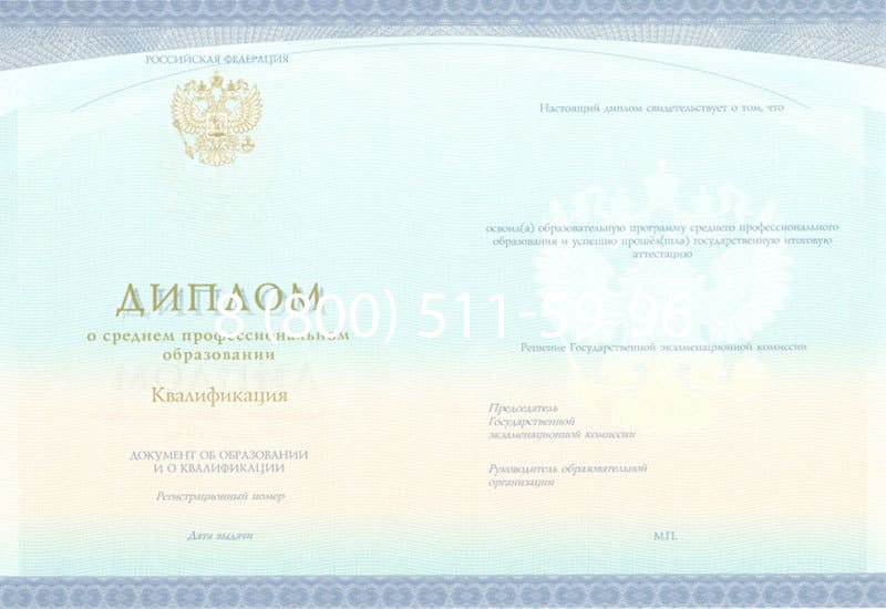 Купить Диплом о среднем образовании (Спецбланк) 2014-2024 года в Ноябрьске