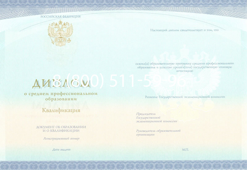 Купить Диплом колледжа (Спецбланк) 2014-2024 года в Ноябрьске